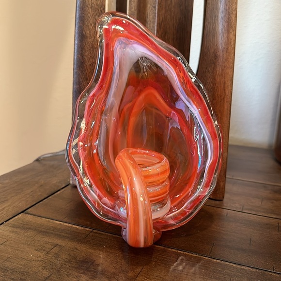 Vintage Unique Ozark Art Glass Mid Century, Orange with white swirl - Picture 11 of 11